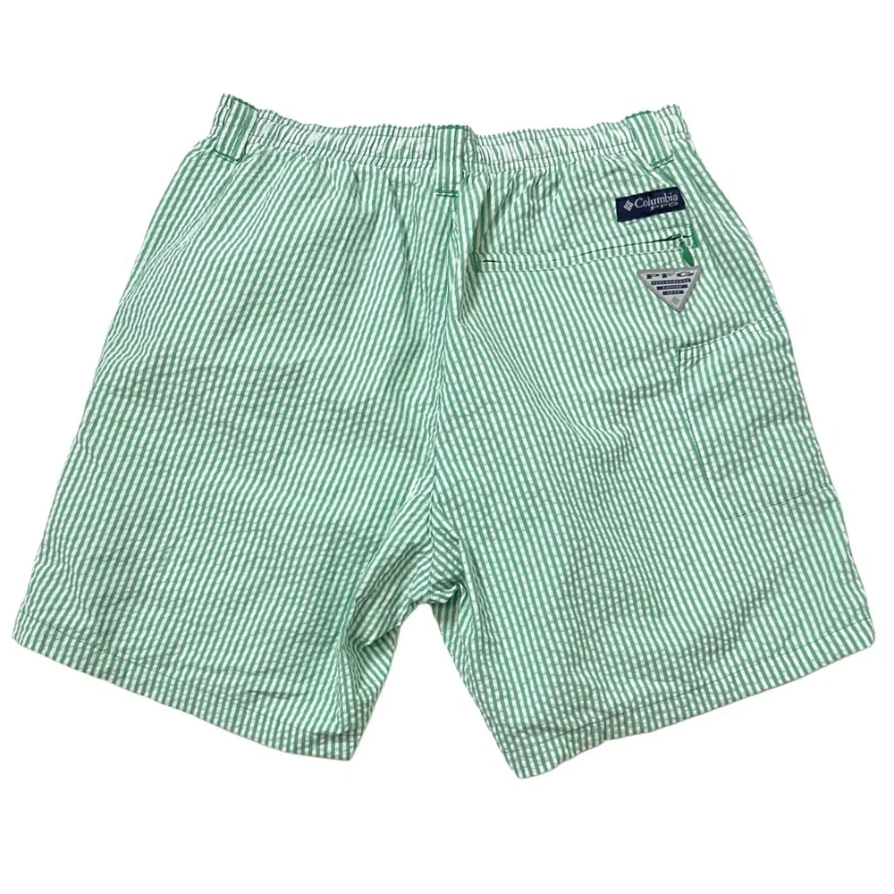 Columbia‎ PFG Backcast III Seersucker Fishing Shorts Green Mens Small